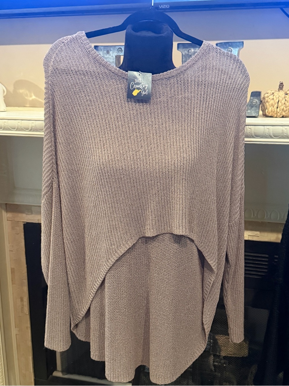 Cozy High-Low Knit Sweater - Taupe